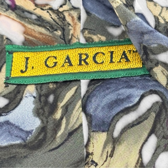 J. Garcia MALACHITE VALLEY Olive, Tan, and Blue Silk Tie - Picture 5 of 5